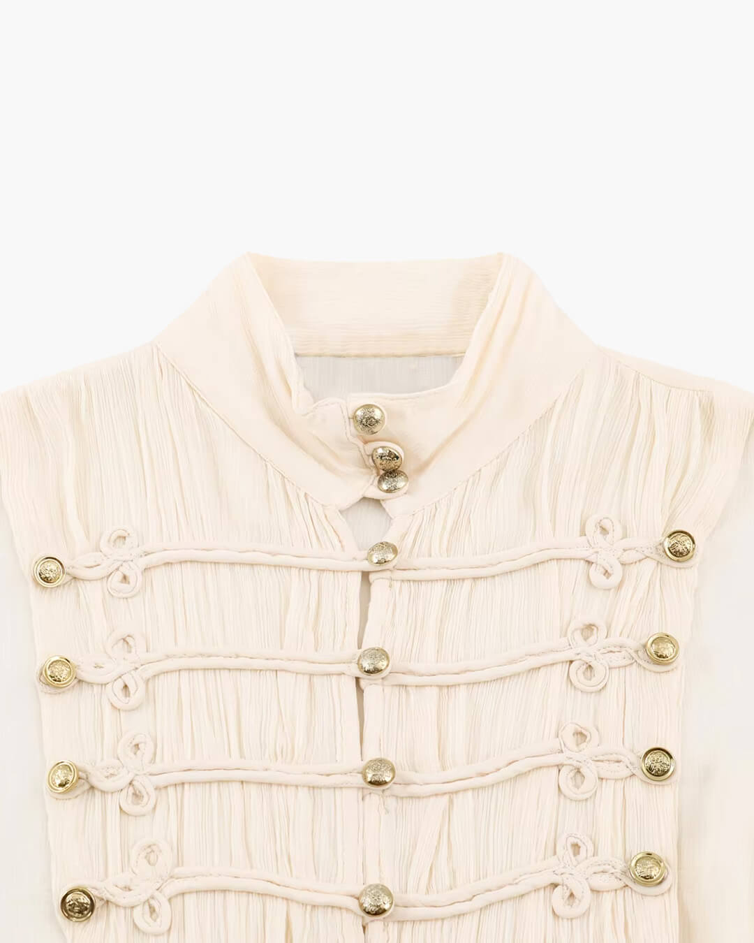 SOKYND Addison Vintage Stand Collar Frog Button Blouse BlouseSOKYND-182295-BEI-S-38551BeigeS