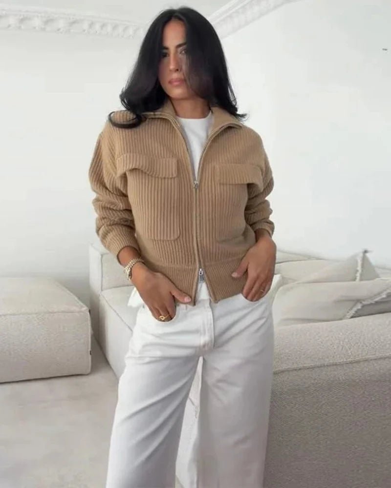 SOKYND Agatha Ribbed Knit Cardigan CardiganSOKYND-492375-BRO-S-57175BrownS