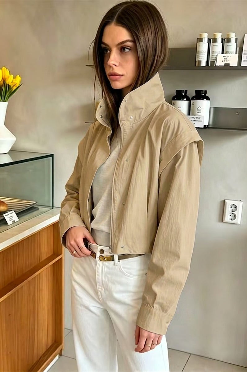 SOKYND Alice Cropped Windbreaker Jacket JacketSOKYND-101271-TAN-XS-21591TanXS