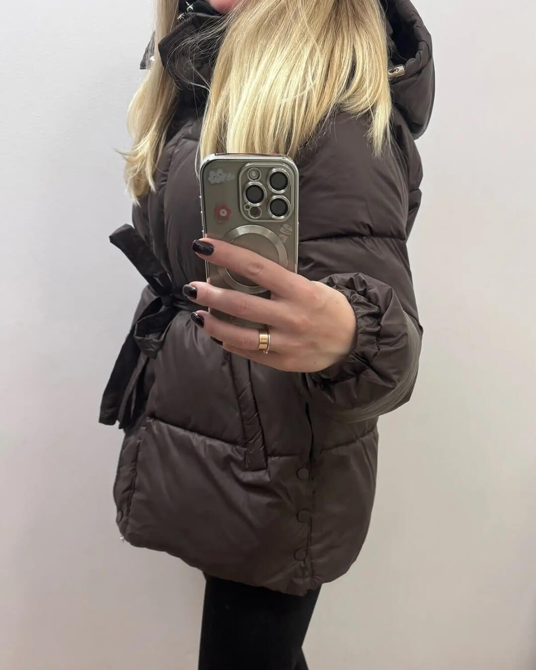 SOKYND Amelie Lace Up Hooded Coat CoatBrownS