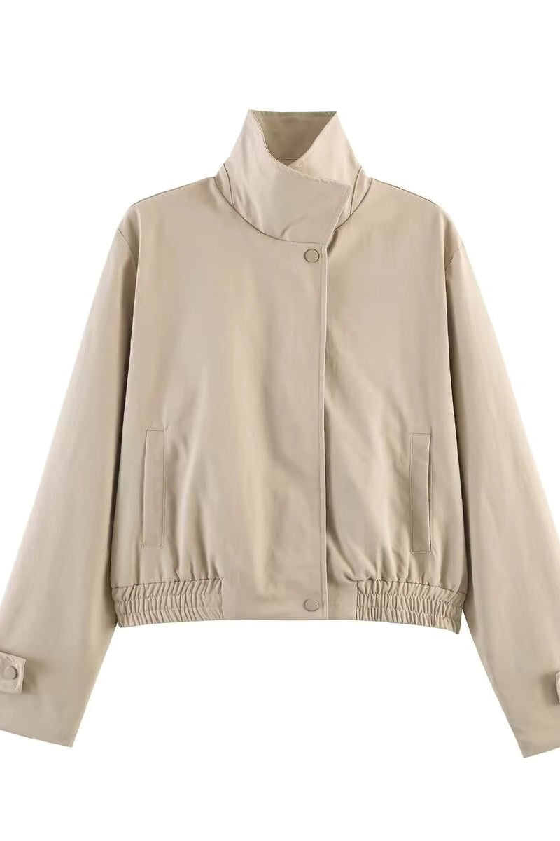 SOKYND Anne High Neck Zip Jacket JacketSOKYND-111575-BEI-M-74743BeigeM