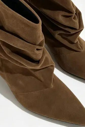 SOKYND Annie Faux Suede Ruched Ankle Boots BootsSOKYND-261847-BRO-36-82935Brown36