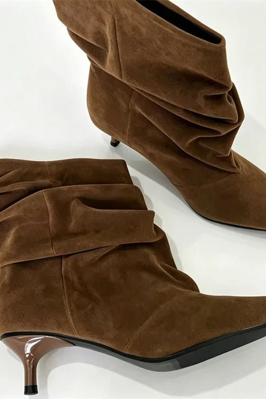 SOKYND Annie Faux Suede Ruched Ankle Boots BootsSOKYND-261847-BRO-38-48471Brown38