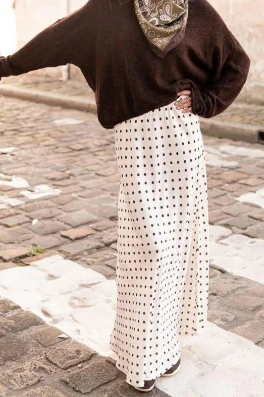 SOKYND Ayla Polka Dot Satin Maxi Skirt SkirtsSOKYND-416663-BEI-S-83799BeigeS