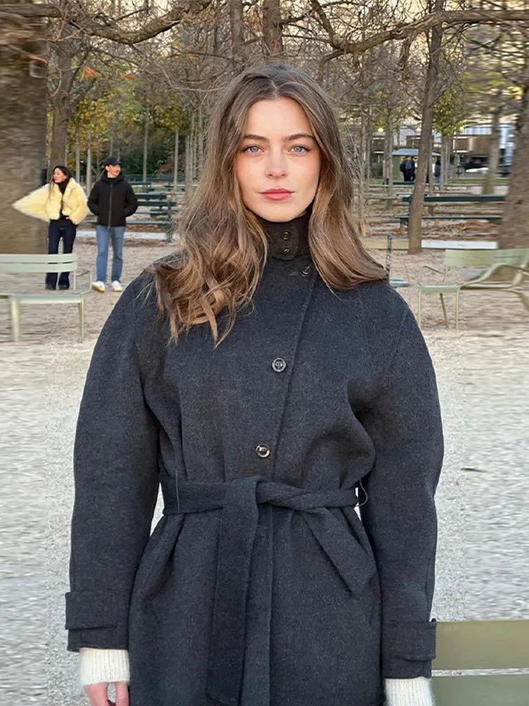 SOKYND Billie Stand Collar Short Coat in Black