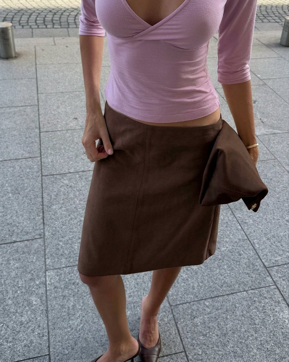 SOKYND Carla Low-Waist Velvet Midi Skirt SkirtSOKYND-044823-BRO-M-22903BrownM