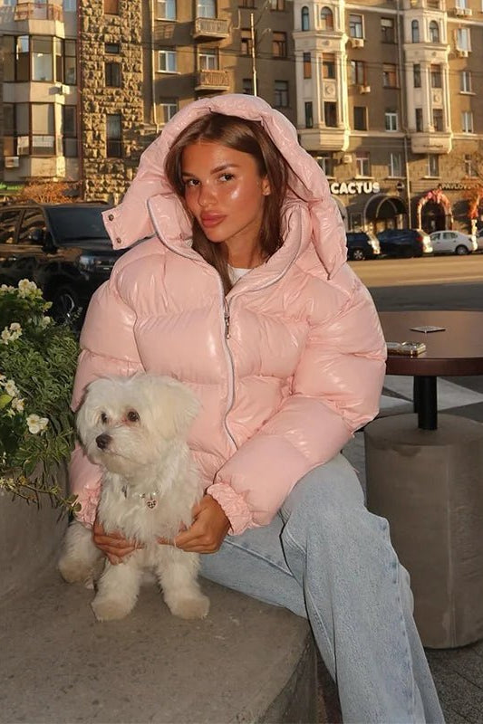 SOKYND Davina Hooded Puffer Jacket Coats & JacketsFl1767356248748264061PinkL