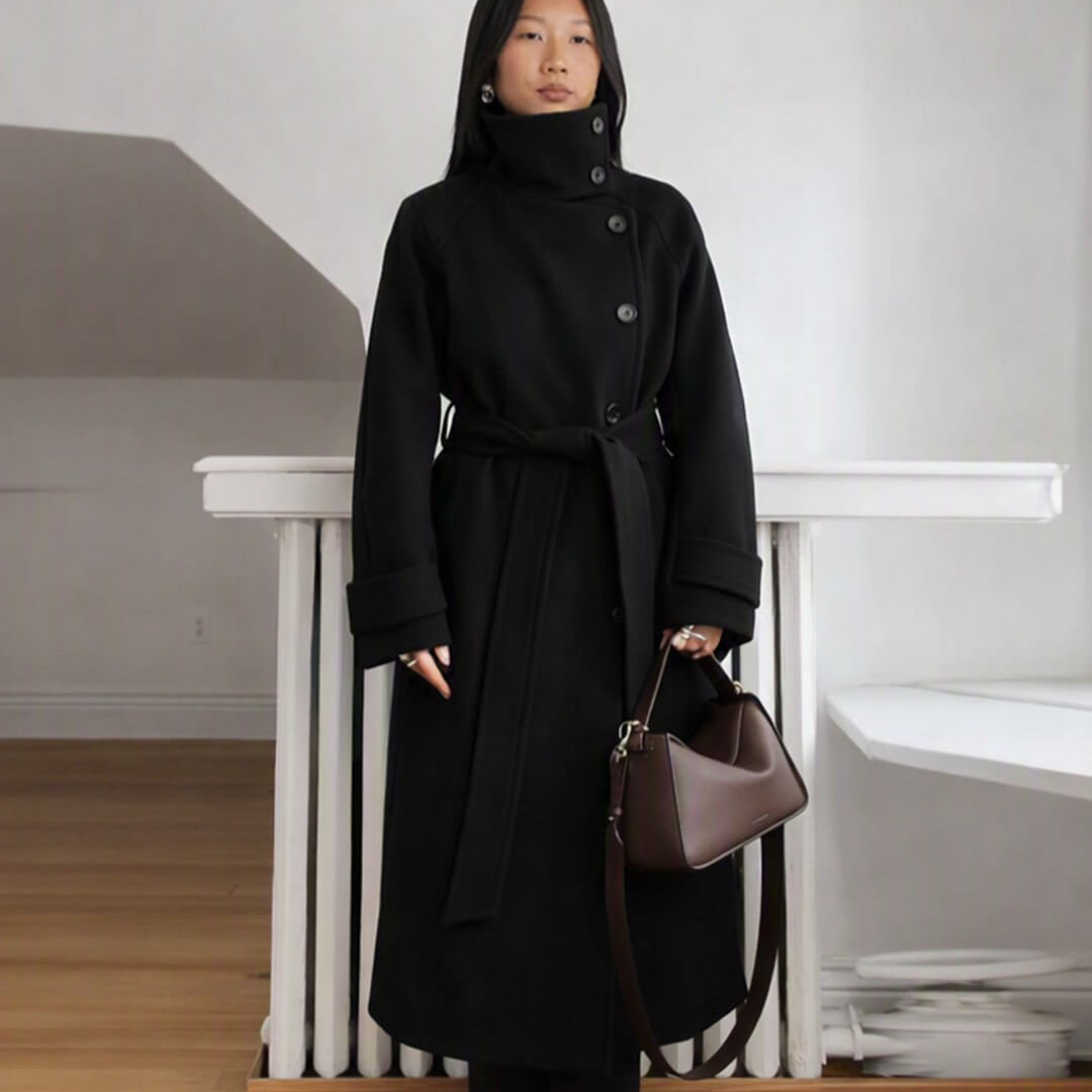 SOKYND Dolly Long Belted High Collar Coat Coats & Jacketsmc1767625273837611755BlackS