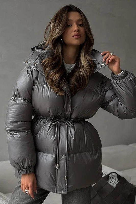 SOKYND Dorothy Drawstring Hooded Puffer Coat Coats & JacketsmP1767356248751149602Dark GrayS