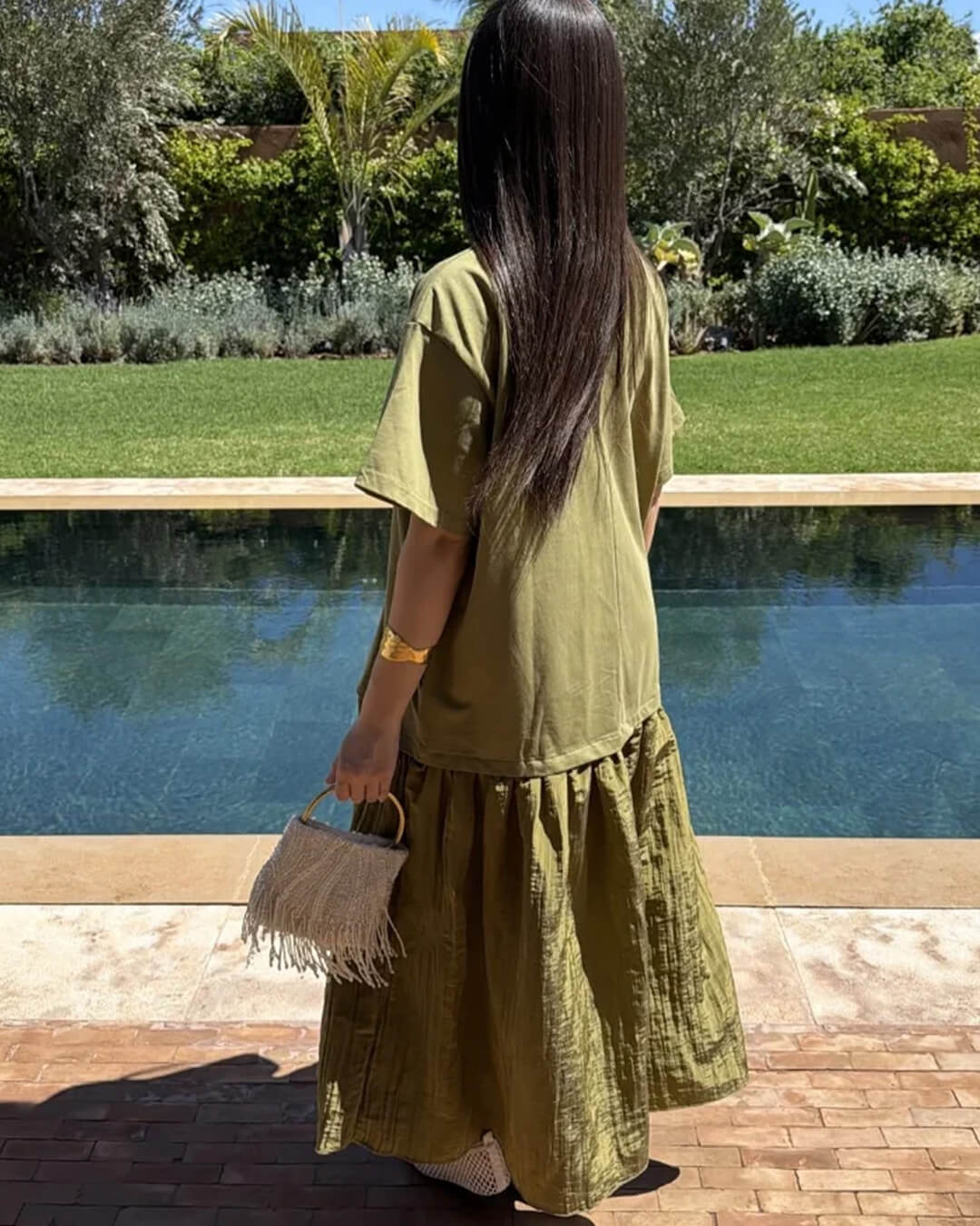 SOKYND Emilia Pleated Patchwork Midi Dress DressSOKYND-049367-GRE-L-91479GreenL