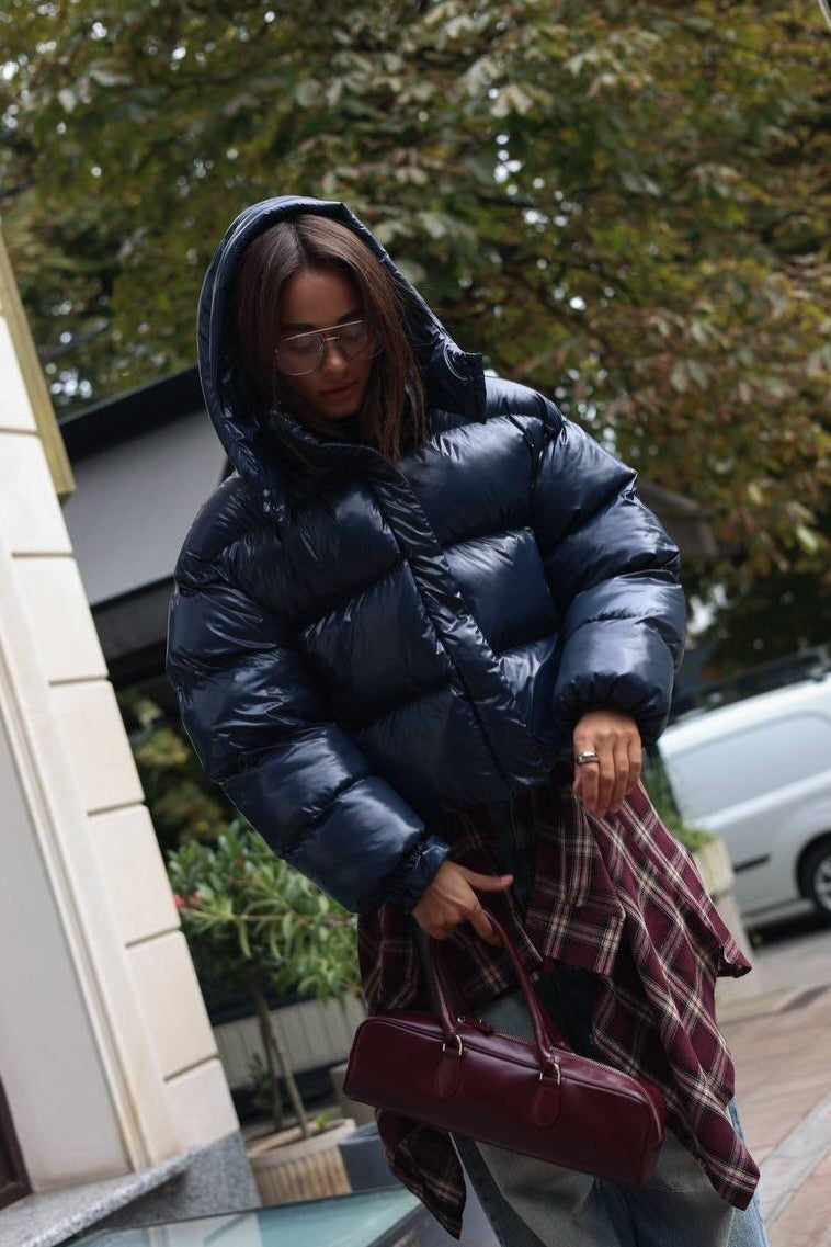 SOKYND Fiona Hooded Glossy Puffer Jacket JacketSOKYND-344727-NAV-L-24471Navy BlueL