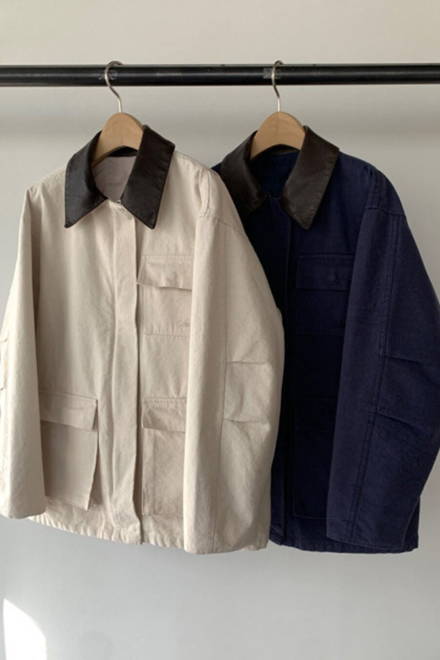 SOKYND Helena Contrast Collar Utility Jacket JacketSOKYND-770839-BEI-S-35543BeigeS