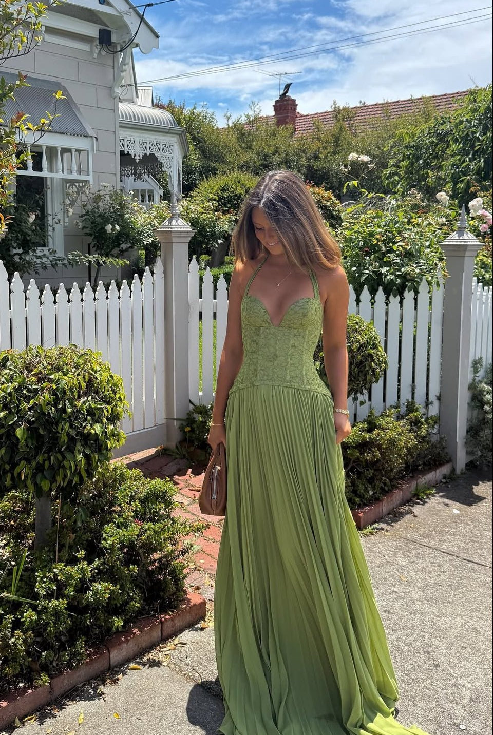 SOKYND Indra Pleated Corset Maxi Dress DressL