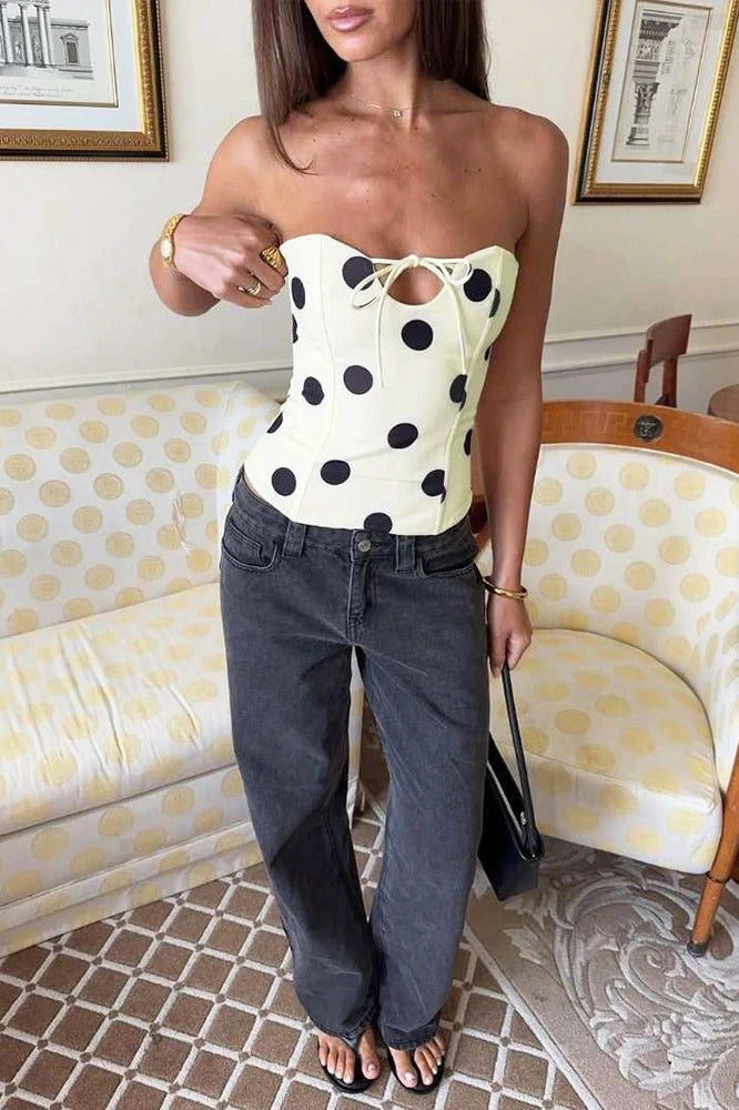 SOKYND Mary Polka Dot Strapless Top TopsQu1772777205904333823L