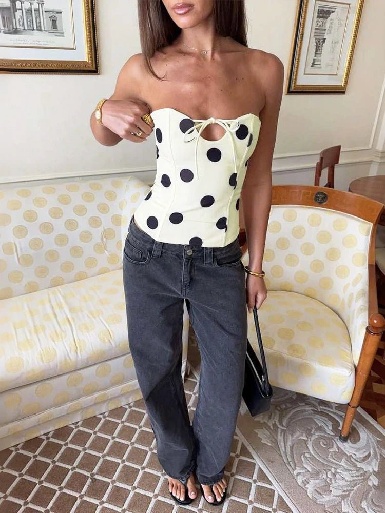 SOKYND Mary Polka Dot Strapless Top