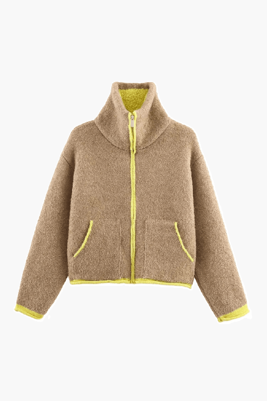 SOKYND Jessica Contrast Trim Knit Zip Up Cardigan CardiganSOKYND-849815-S-OS-88855S