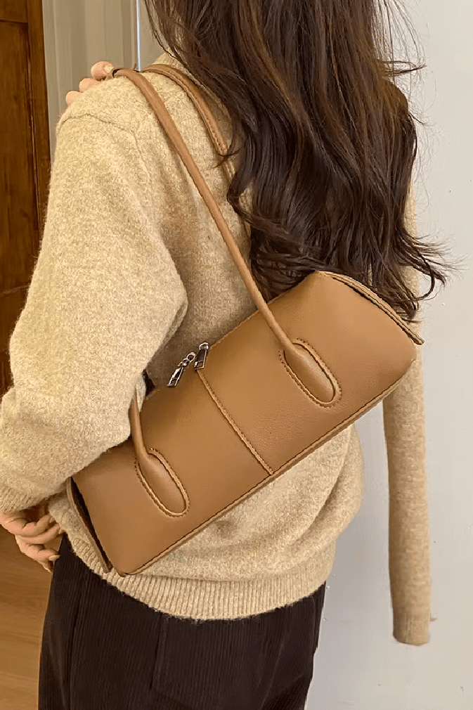SOKYND Jessica Cylindrical Leather Shoulder Bag BagSOKYND-703639-BRO-OS-12855Brown