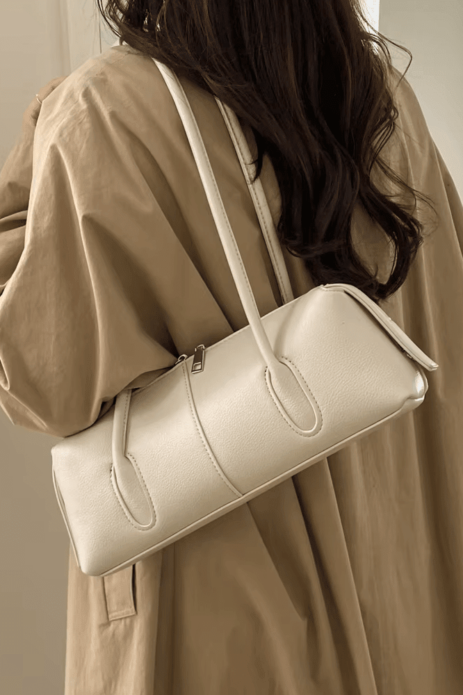 SOKYND Jessica Cylindrical Leather Shoulder Bag BagSOKYND-703639-WHI-OS-80087White