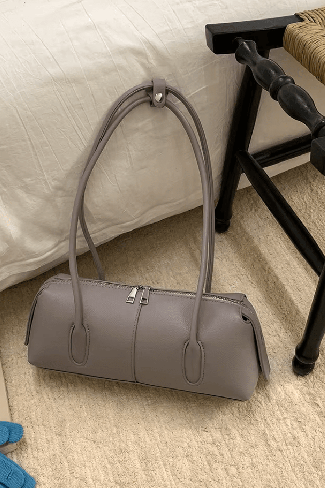 SOKYND Jessica Cylindrical Leather Shoulder Bag BagSOKYND-703639-WHI-OS-80087White