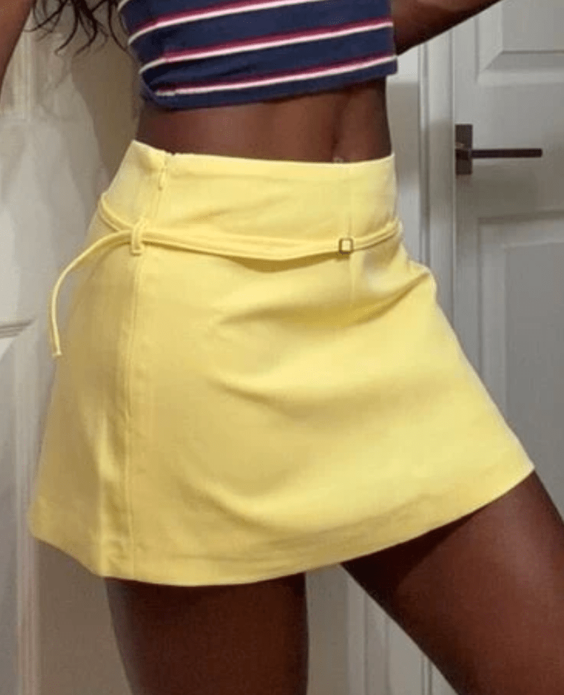 SOKYND Joanna Side Zip Skort Belt Details ShortsSOKYND-090135-NAV-XS-10551YellowXS