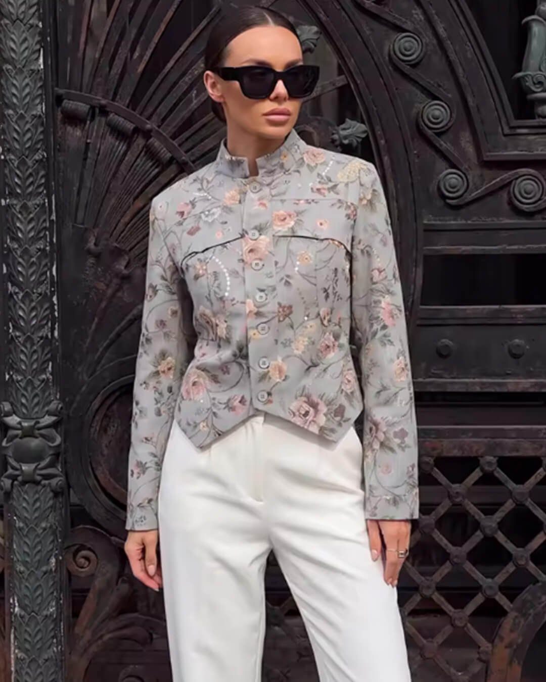 SOKYND Lily Vintage Jacquard Cropped Jacket JacketSOKYND-319063-S-OS-93143S