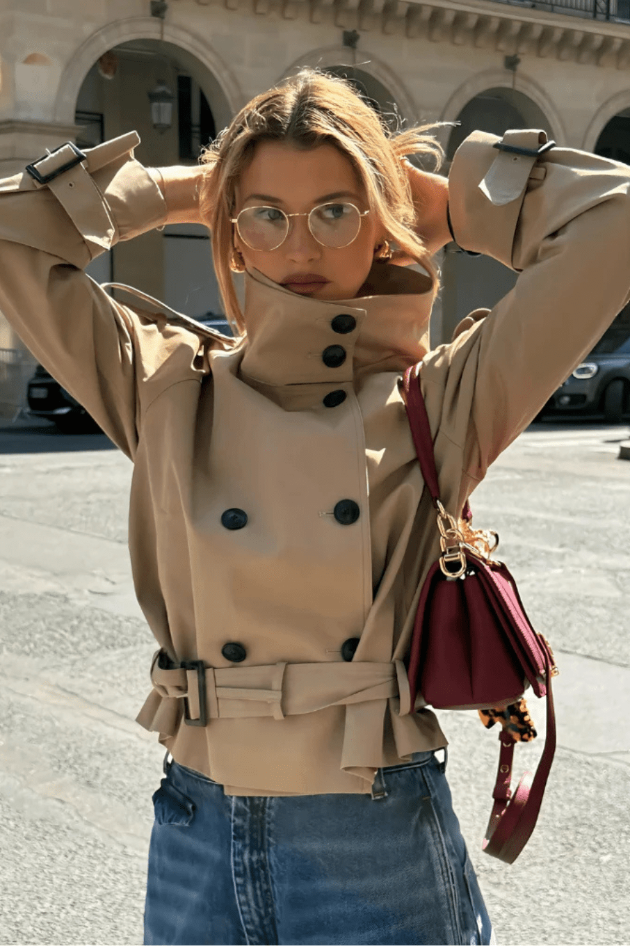 SOKYND Lisette Cropped Trench Coat Coats & Jacketsyd1767625273837972461BeigeXS