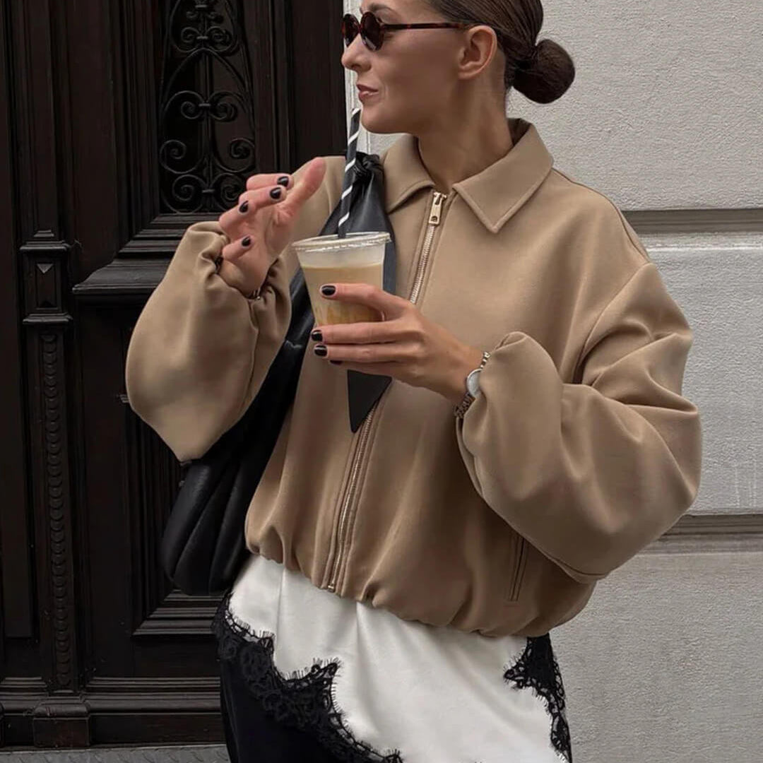 SOKYND Luana Puffed Bomber Jacket Coats & JacketsBeigeXS
