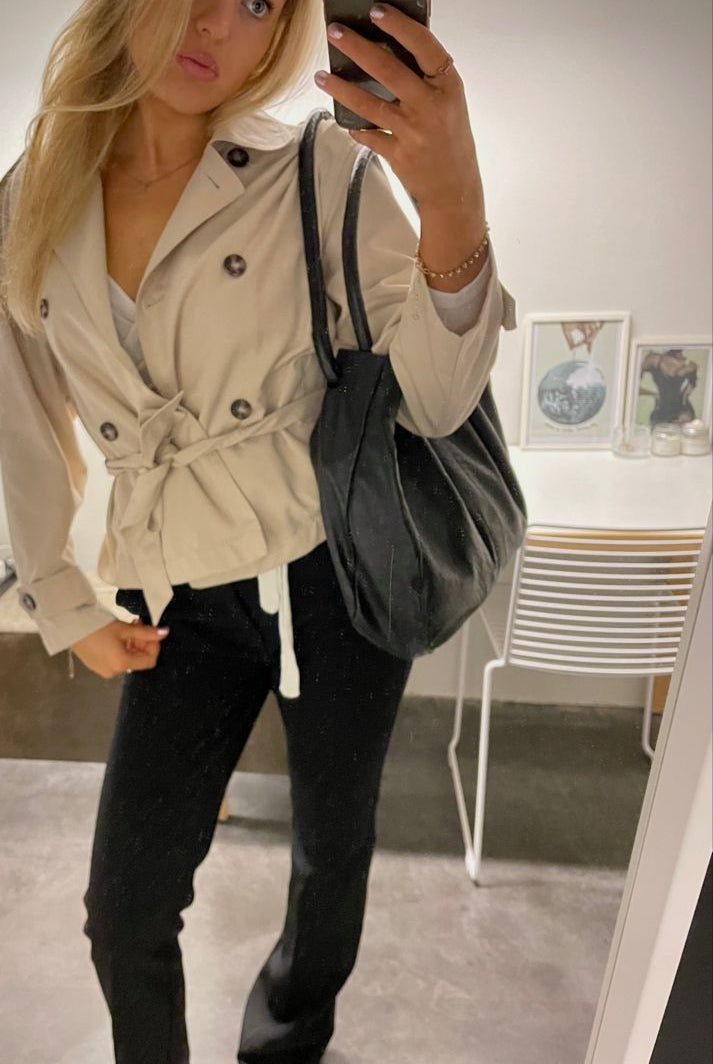 SOKYND Mara Stand Collar Crop Trenchcoat Coats & JacketsUj1774219786663952938IvoryS