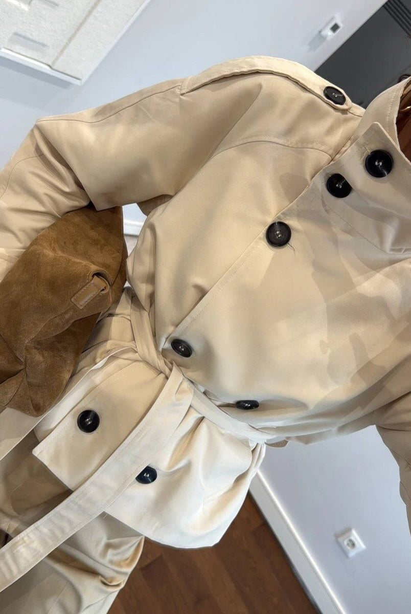 SOKYND Mara Stand Collar Crop Trenchcoat Coats & Jacketsto1774219786663870748IvoryXS