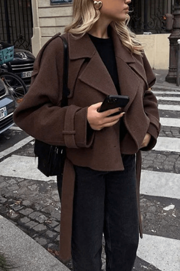 SOKYND Mary High Collared Coat CoatSOKYND-005271-BRO-S-57815BrownS