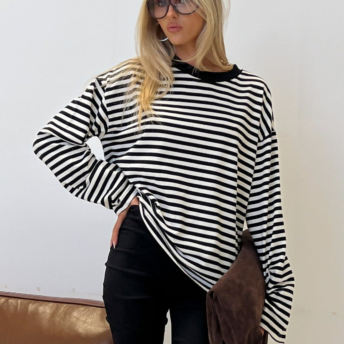SOKYND Melissa Striped Oversized Knit Sweater SweaterSOKYND-358871-BLA-XS-53623BlackXS