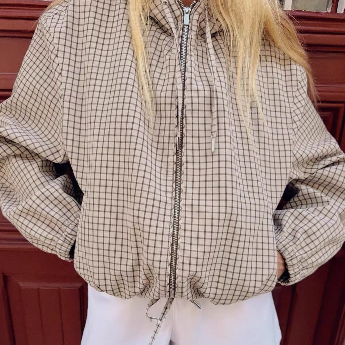 SOKYND Mila Plaid Hooded Cropped Jacket JacketSOKYND-231575-XS-OS-34711XS