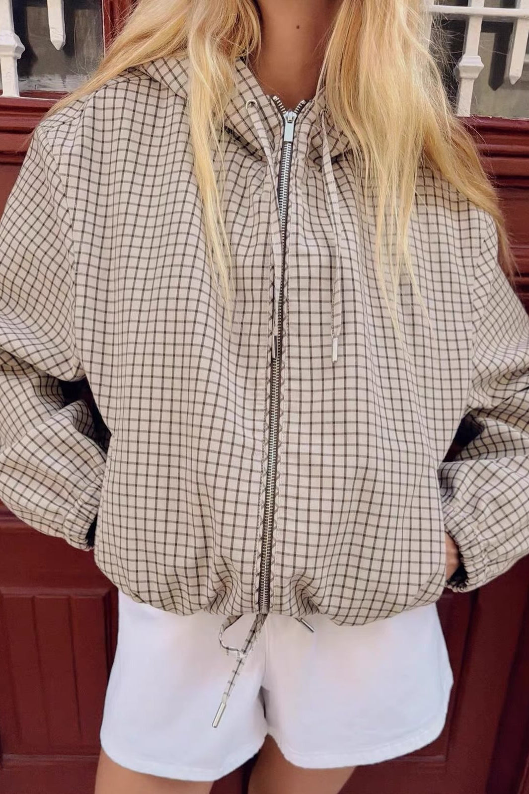 SOKYND Mila Plaid Hooded Cropped Jacket JacketSOKYND-231575-XS-OS-34711XS