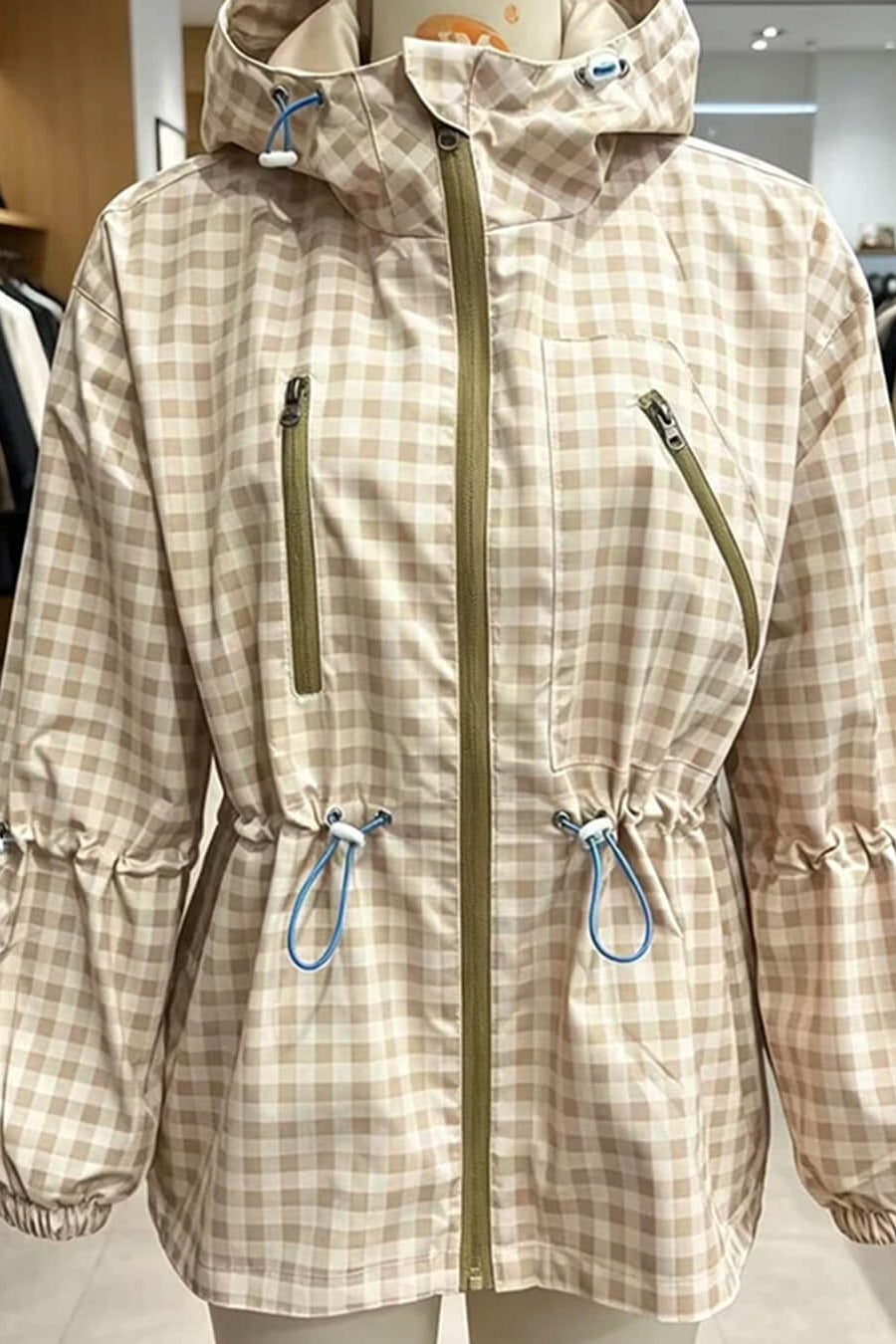 SOKYND Natalie Plaid Hooded Trench Jacket JacketSOKYND-720919-KHA-M-42327KhakiM