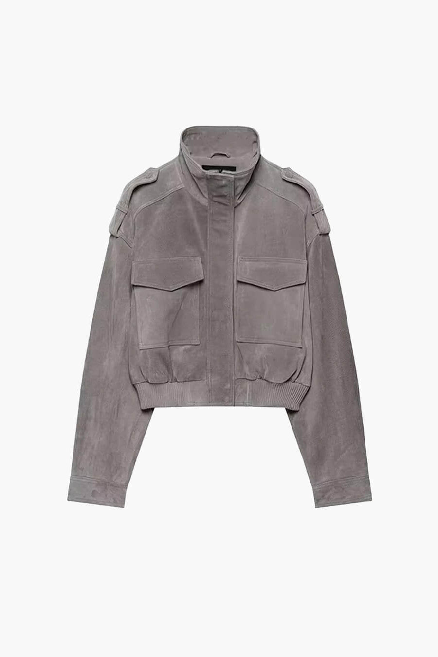 SOKYND Nina Faux Suede Cropped Jacket JacketSOKYND-838551-GRE-XS-52343GreyXS