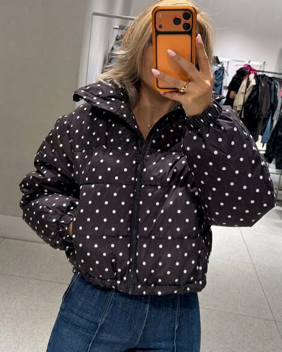 SOKYND Nora Polka Dot Cropped Puffer Jacket JacketSOKYND-588503-XS-OS-20695XS