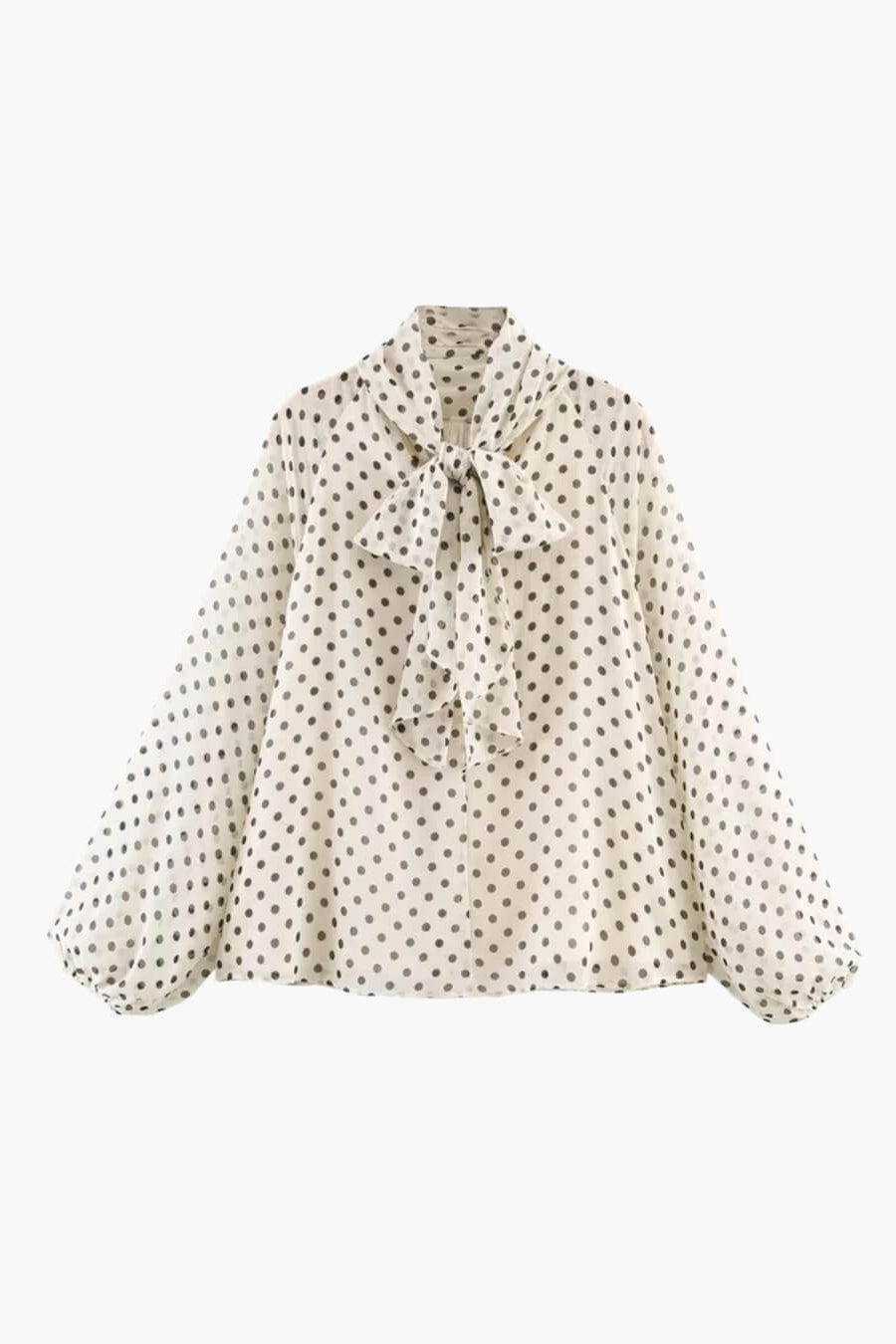 SOKYND Nyla High Collar Polka Dot Blouse TopsWhiteL