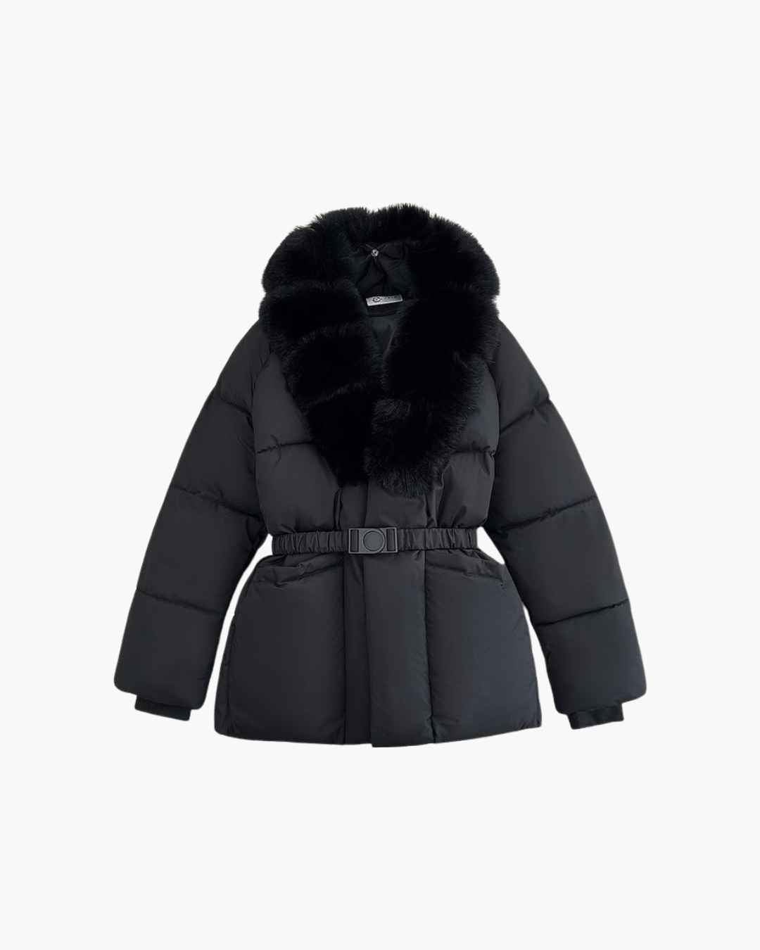 SOKYND Octavia Belted Faux Fur Collar Quilted Parka CoatSOKYND-235799-BLA-M-71767BlackM