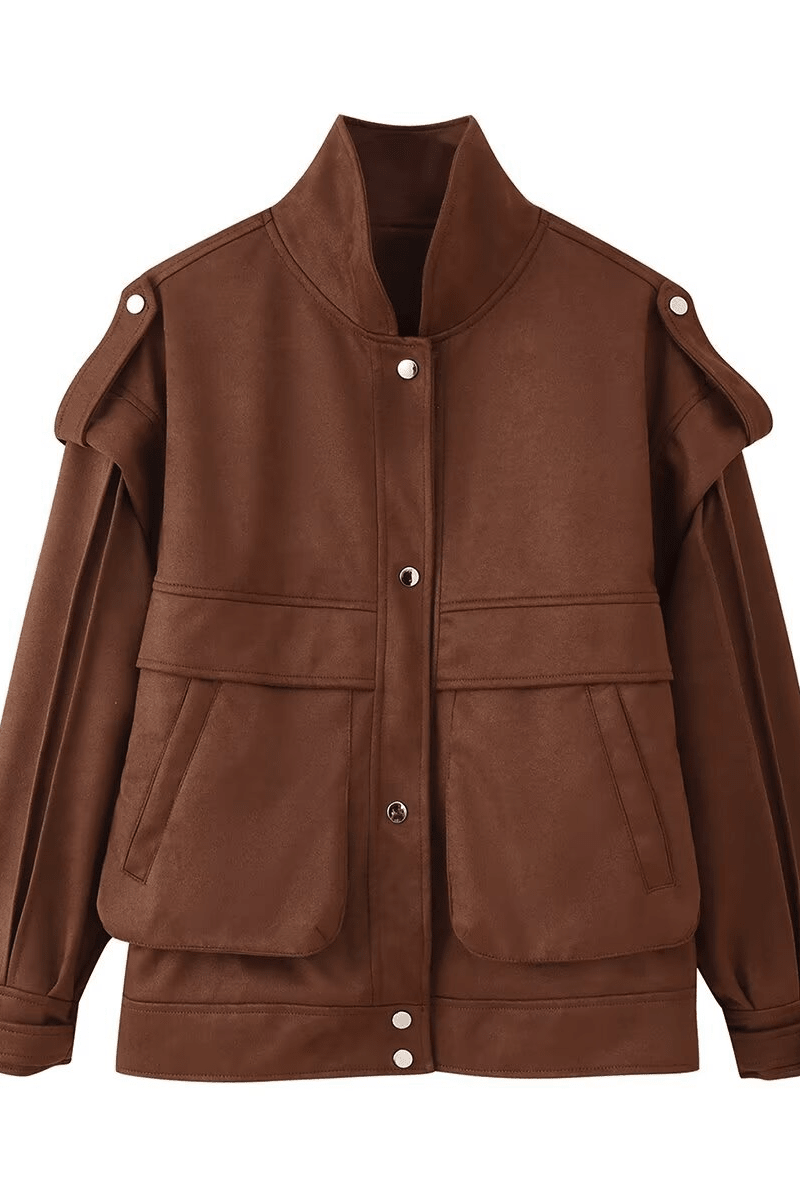SOKYND Rachel Wide Shoulder Jacket JacketSOKYND-183191-BRO-S-24183BrownS