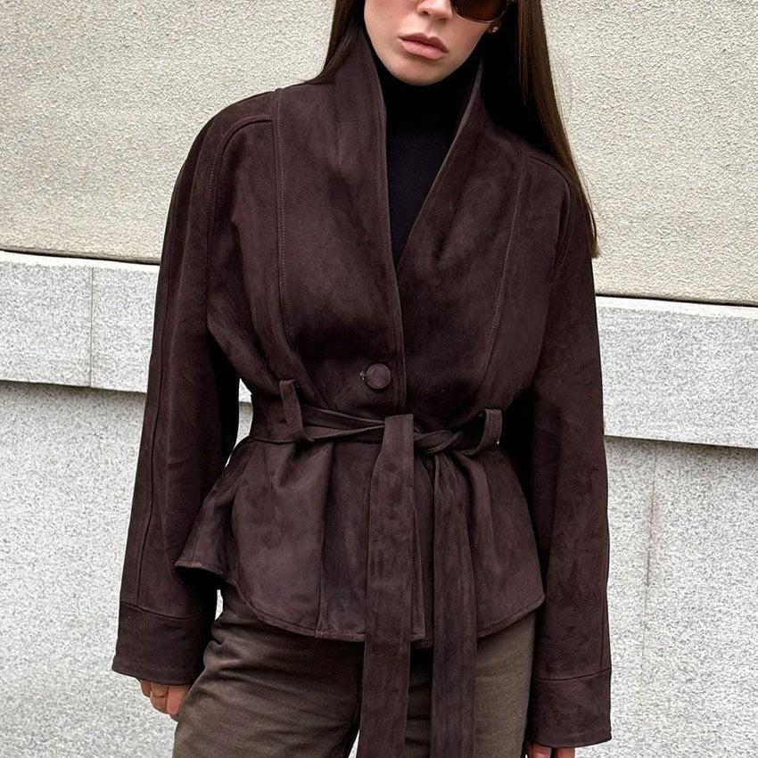 SOKYND Rebecca Belted Suede Trench Coat CoatSOKYND-557271-BRO-XS-31543BrownXS