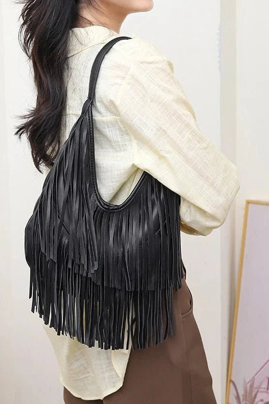 SOKYND Rebecca Tasseled Hobo Bag BagSOKYND-433687-BLA-OS-25591Black