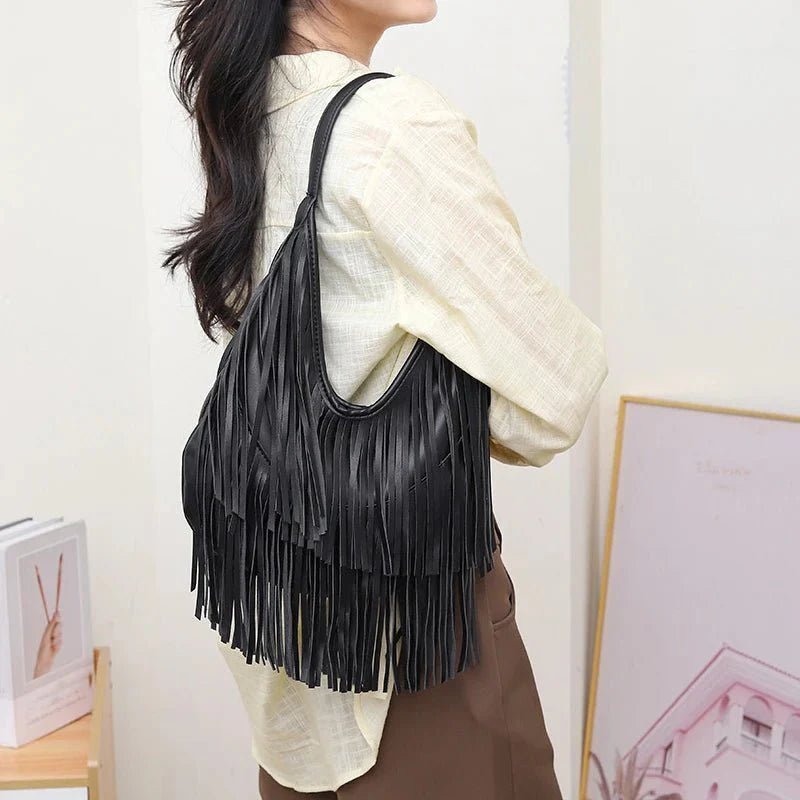 SOKYND Rebecca Tasseled Hobo Bag BagSOKYND-433687-BLA-OS-25591Black