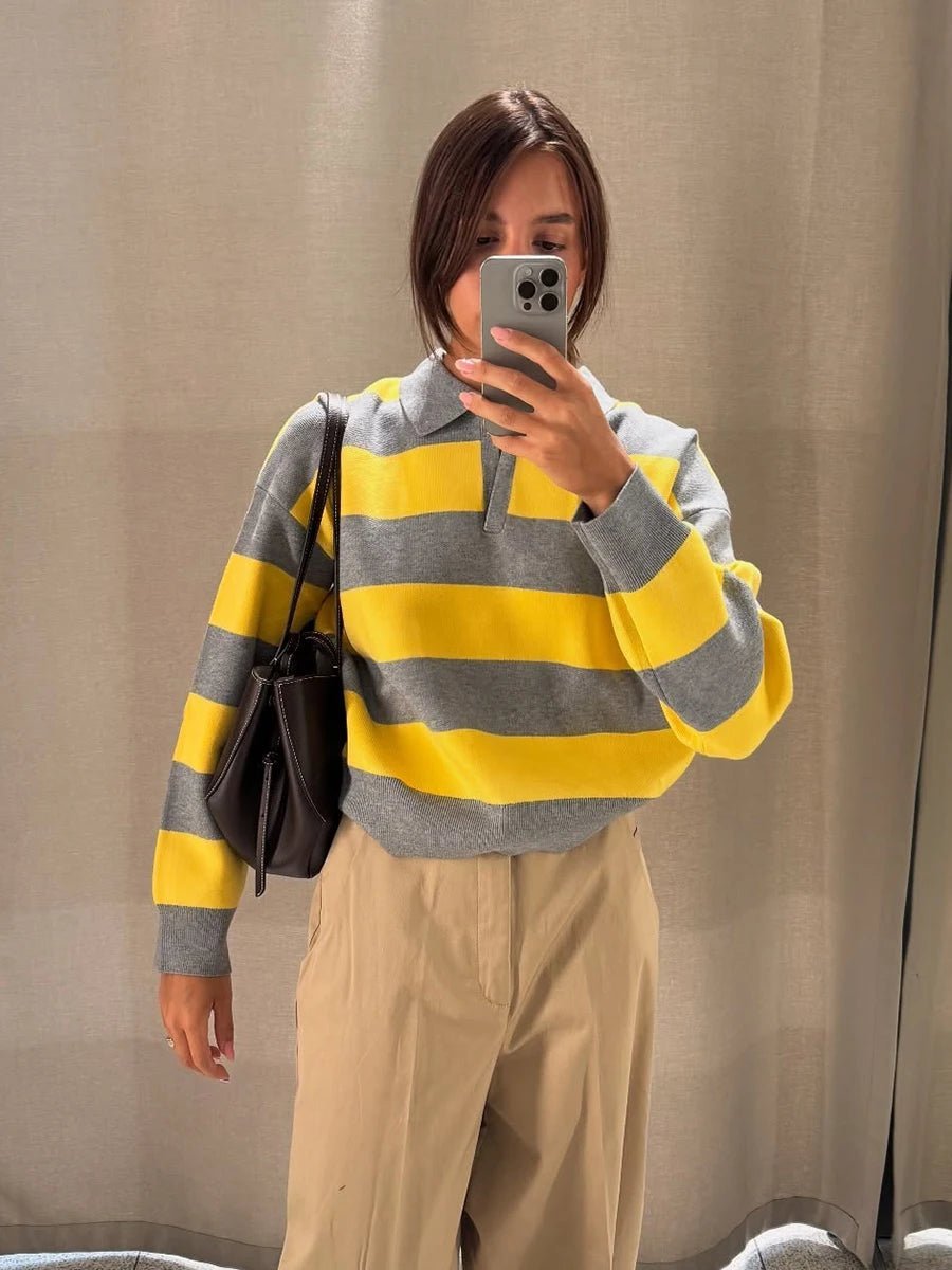 SOKYND Sabine Striped V-Neck Knit Pullover TopsSOKYND-951831-DEF-S-78007S