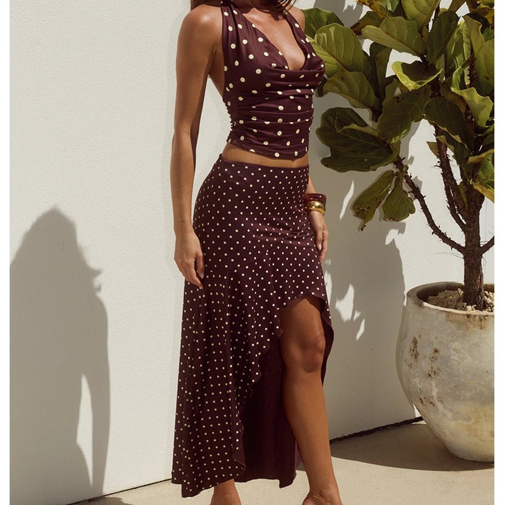SOKYND Sophia Polka Dot Two - Piece Set Two - Piece SetBrownS