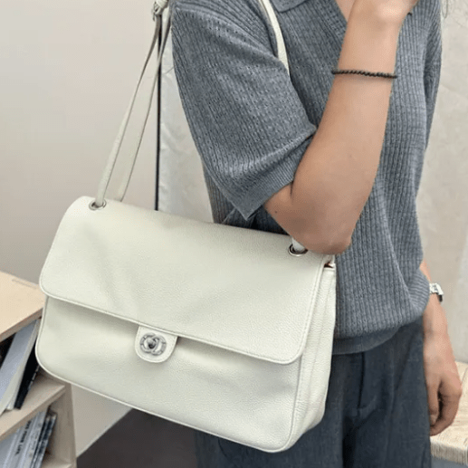 SOKYND Zoe Buckle Flap Shoulder Bag BagWhite36×24×11 cm