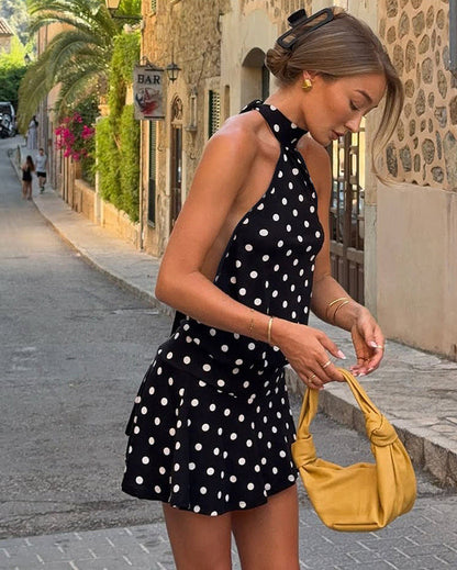Maya Open-Back Halter Mini Dress