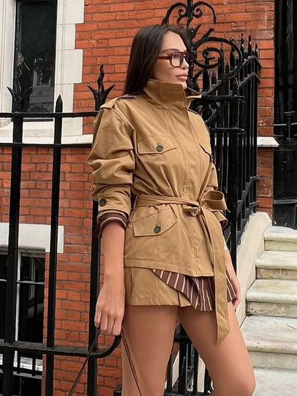 Kate High Collar Belted Jacket Skort Set