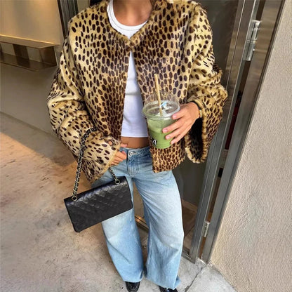 Annie Leopard Faux Fur Jacket