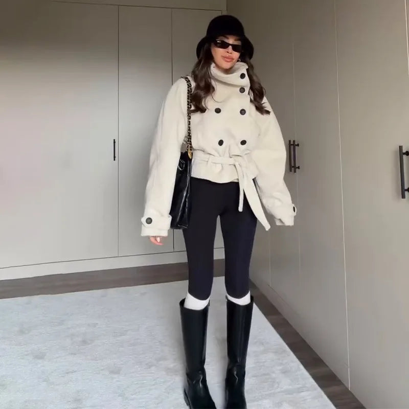Laura Belted Funnel Neck Coat