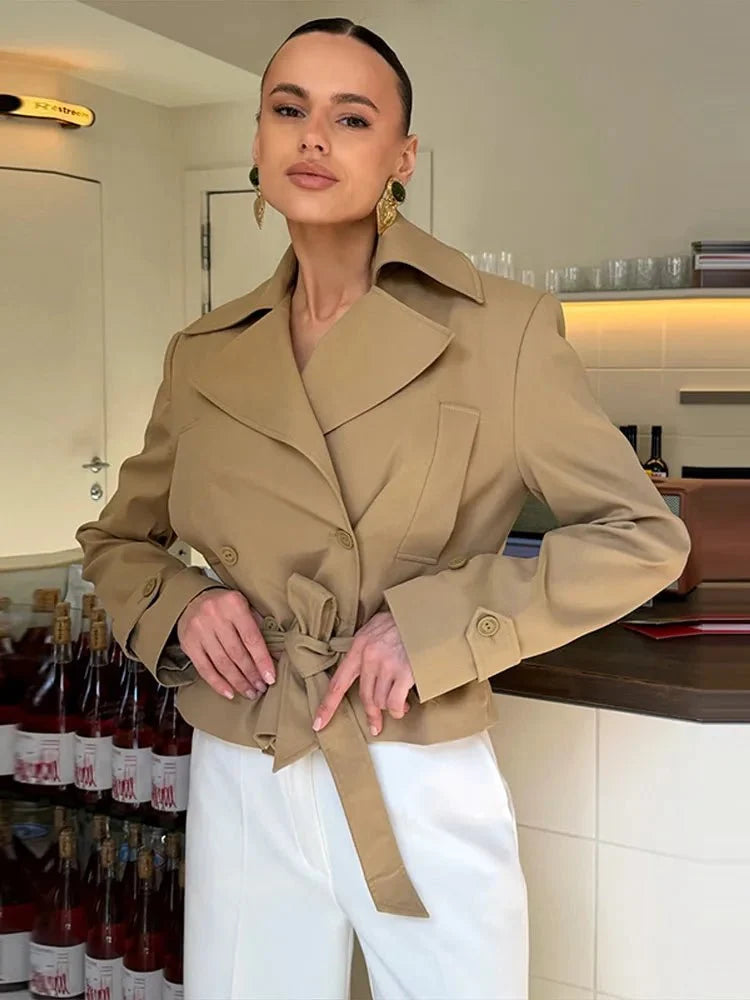 Lola Lace-Up Cropped Trench Coat